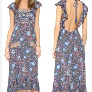 Spell Backless Floral Dress in Blue and Pink